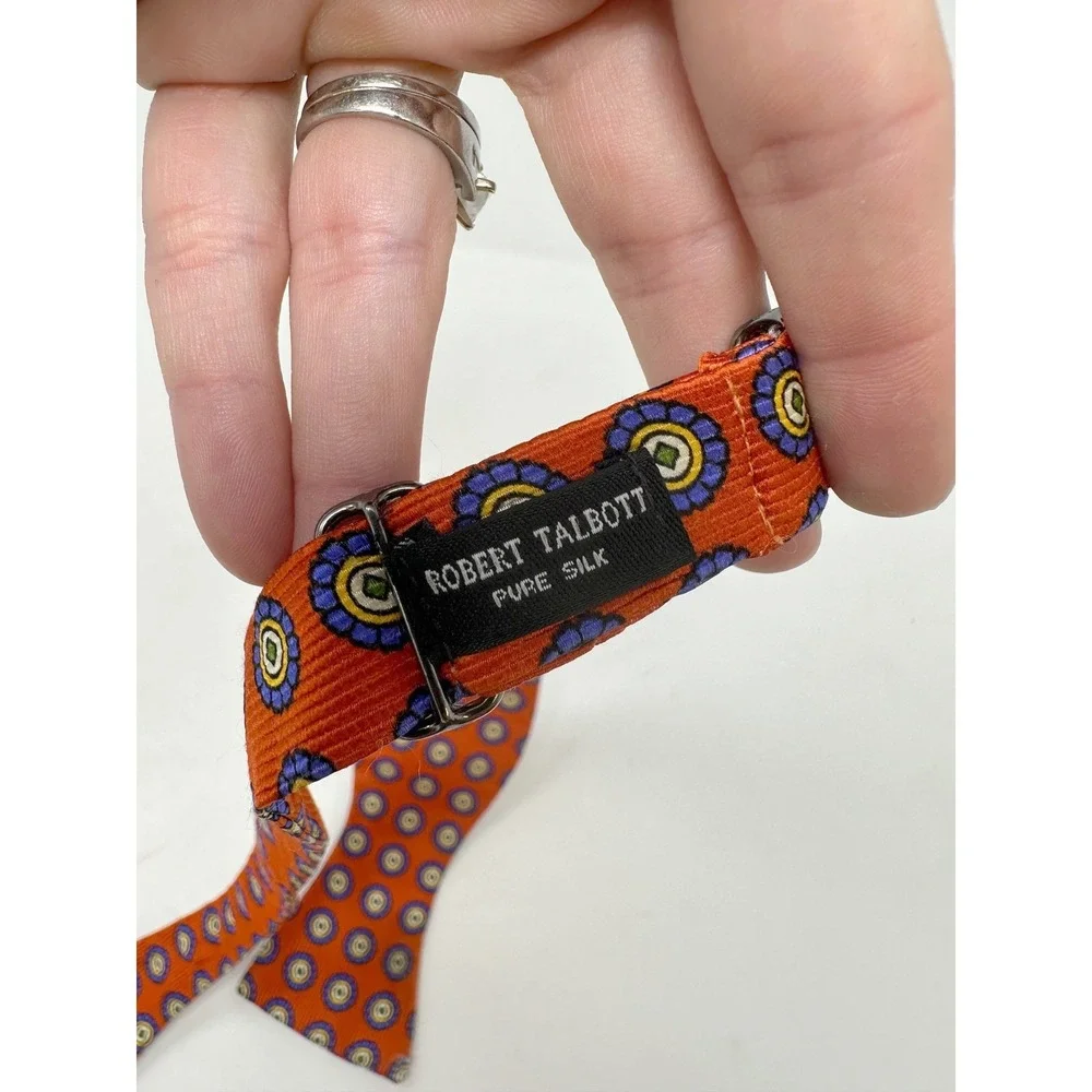 Robert Talbott Medallion Print Silk Bow Tie‎ Orange